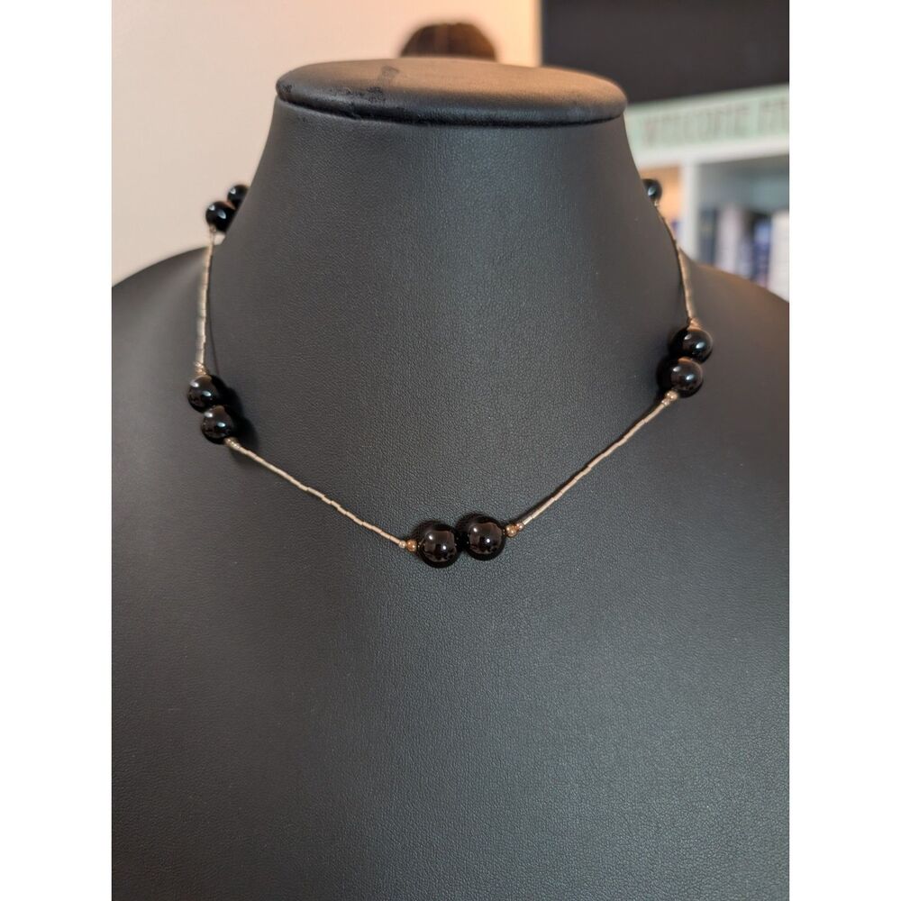 Black Onyx Liquid Silver Necklace